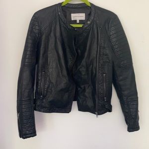 Cupcake and cashmere faux leather moto jacket
